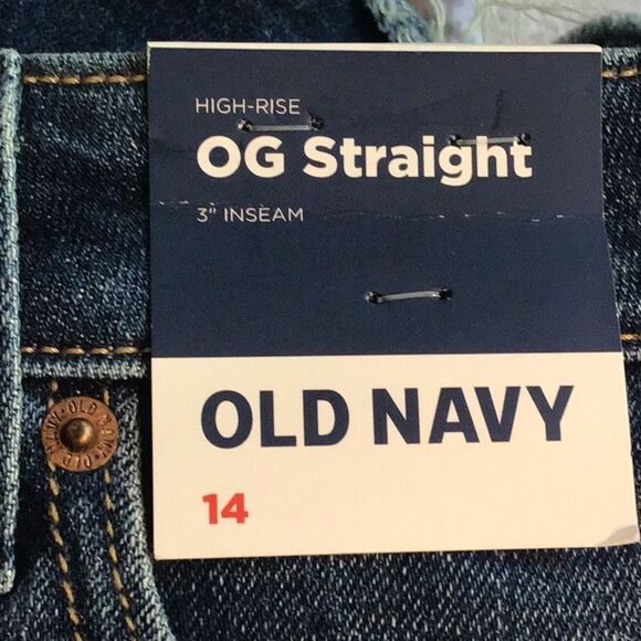 Old Navy OG Straight Secret Smooth Pocket High Rise Mid Wash Denim Shorts NEW - Picture 13 of 15